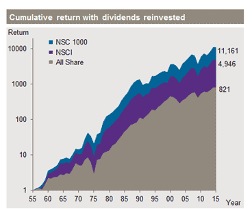 Graph showing cumulative return with dividends reinvested